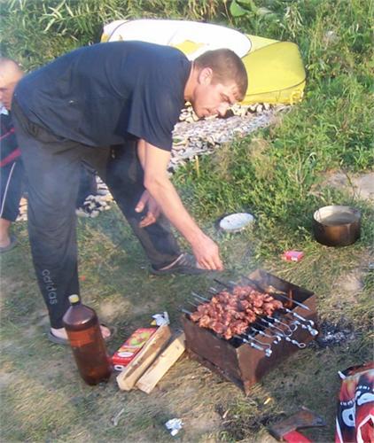На природе.