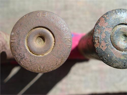 Гильза 7.62х54R к винтовке Мосина, изготовлена на Петербургском патронном заводе во 2-й трети 1905 года из латуни Кольчугинского завода.