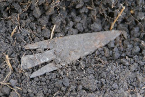 Железный наконечник стрелы найденный в окрестностях Ишутинского городища. 