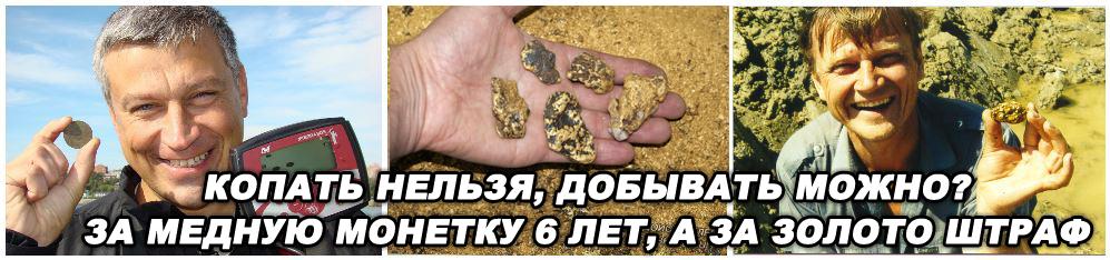 Копать нельзя, добывать можно? Два закона о копе, с разными наказаниями. За злолото штраф 3000 руб, а за монету тюрьма.