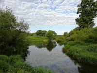 Запруда бывшей мельницы. Стояла на месте, где подвесной мост сейчас