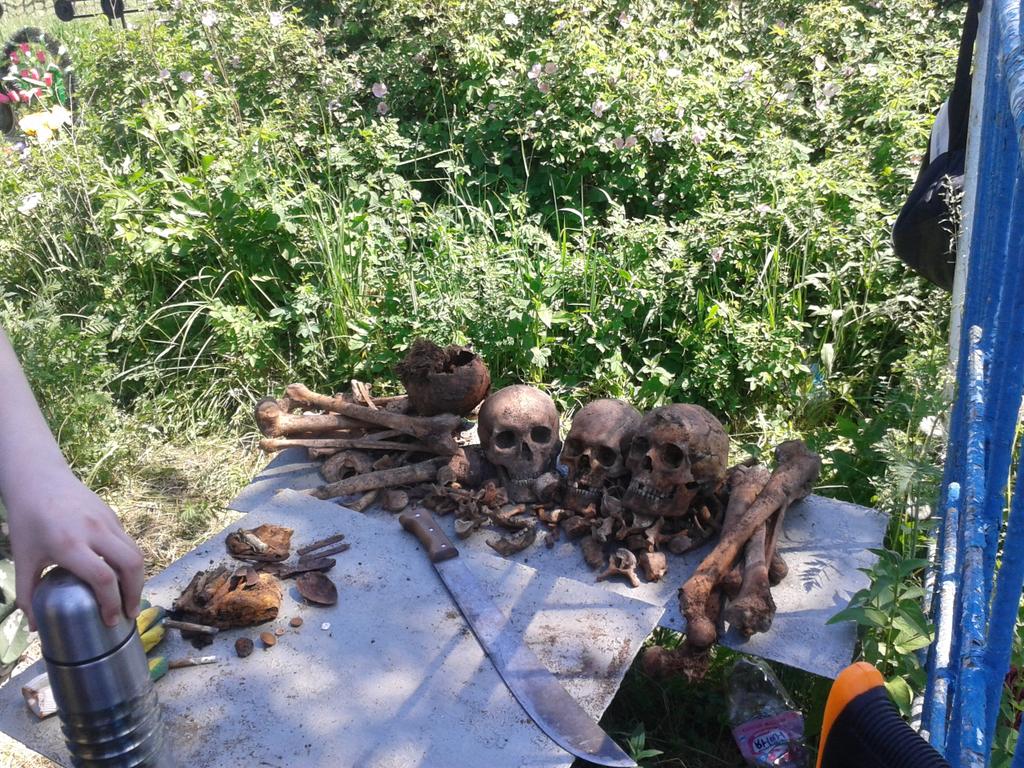 Останки бойцов РККА,извлечённые из не учтённого захоронения